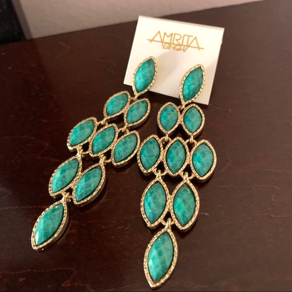 Amrita Singh Jewelry - NWT Amrita Singh turquoise statement earrings